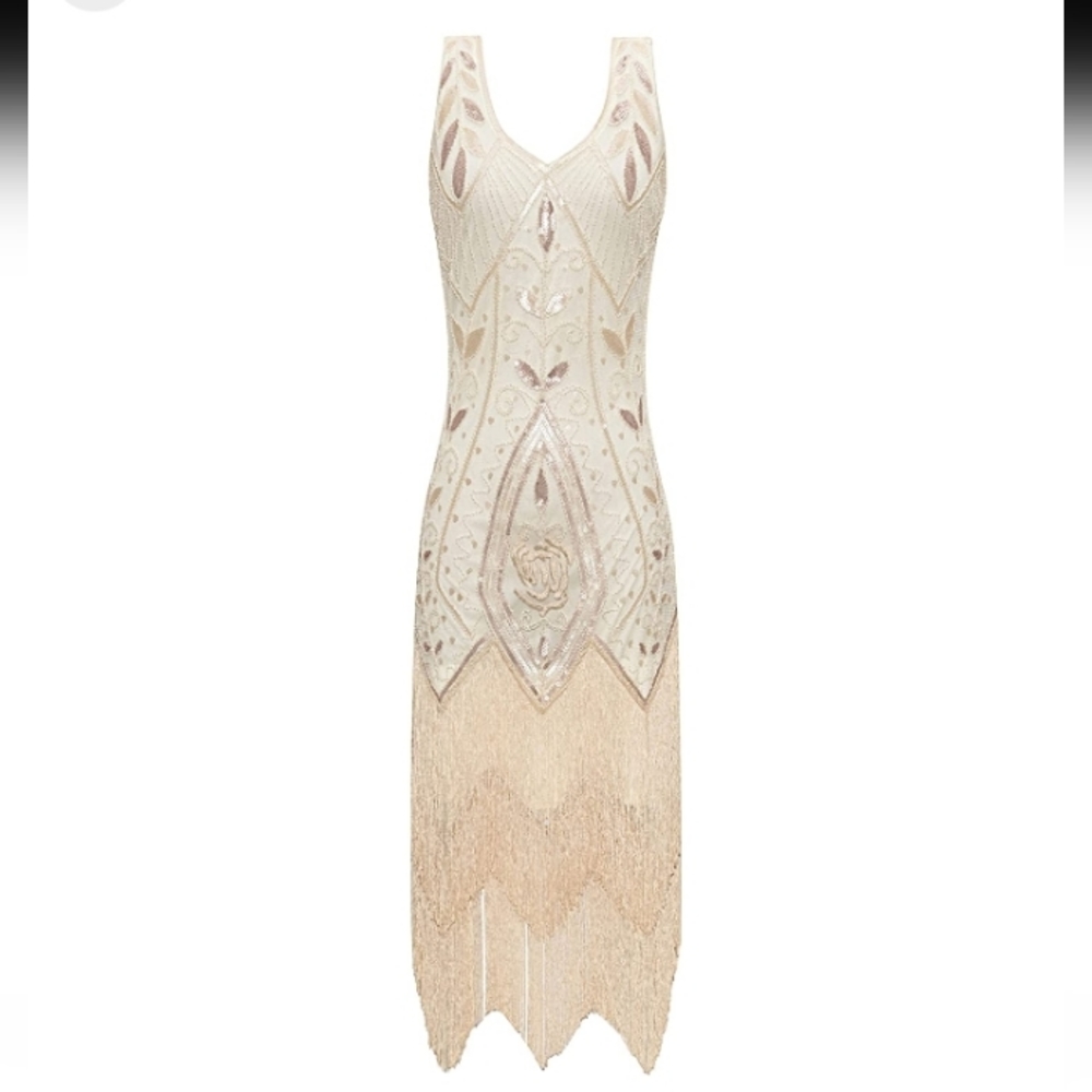 Women's 1920s Vintage Flapper Fringe Beaded Great Gatsby Party Dress